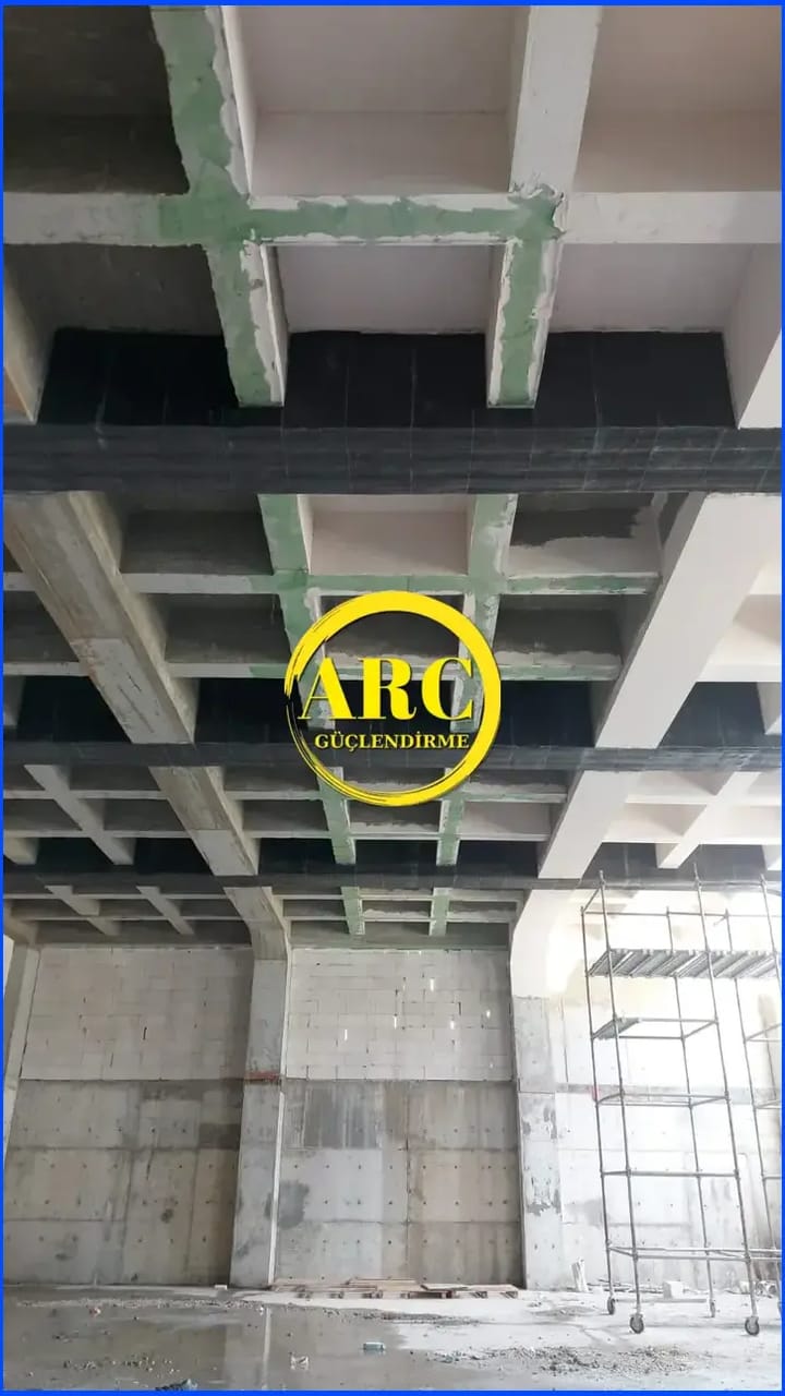 Sanayi binalari zemin plakalarinda CFRPCarbon Fiber guclendirme sistemi.